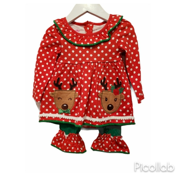 Nannette 2pc Reindeer Holiday Outfit